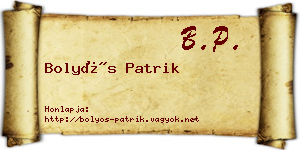 Bolyós Patrik névjegykártya